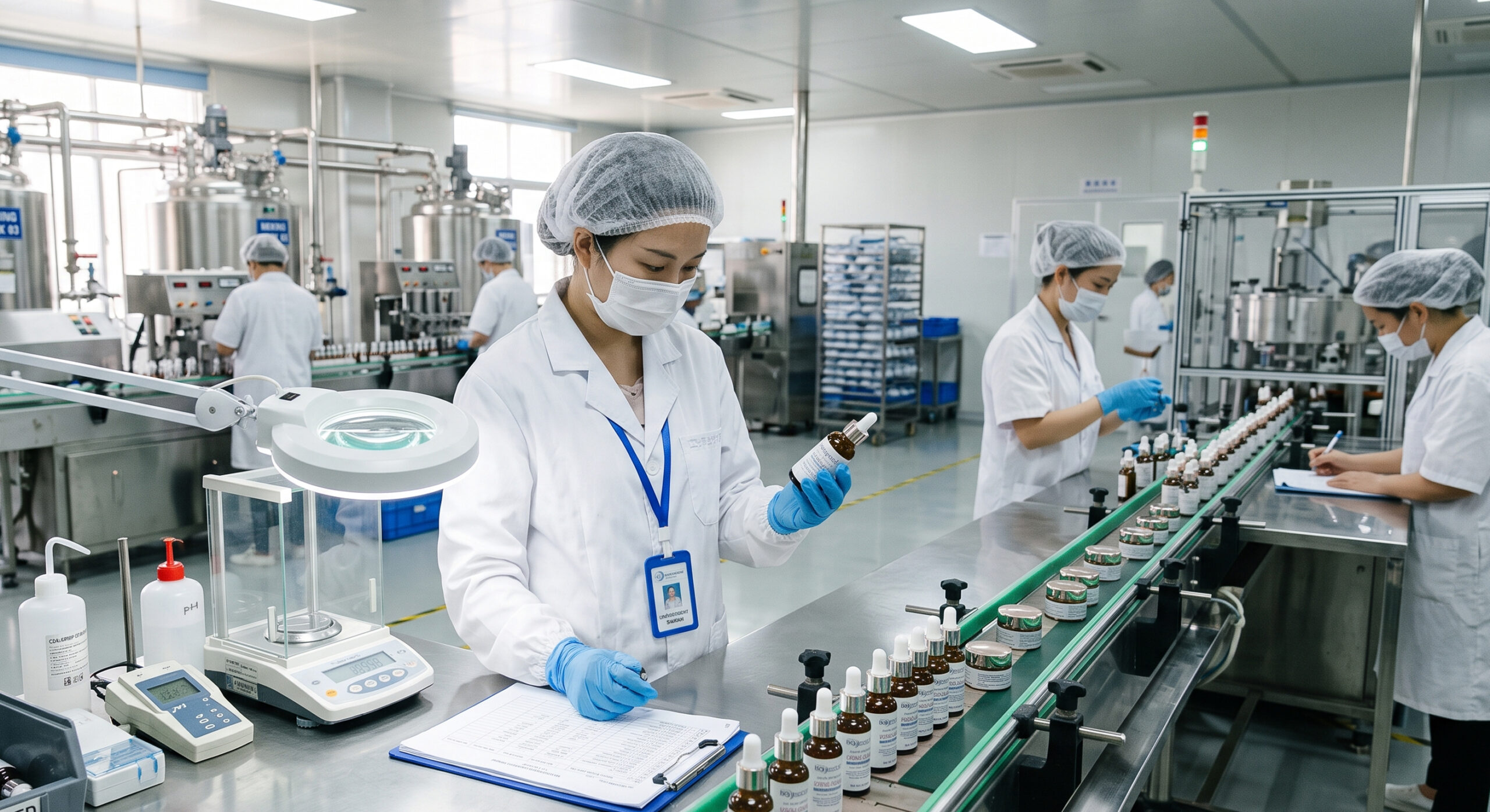 Cosmetic quality control center for skincare testing and inspection