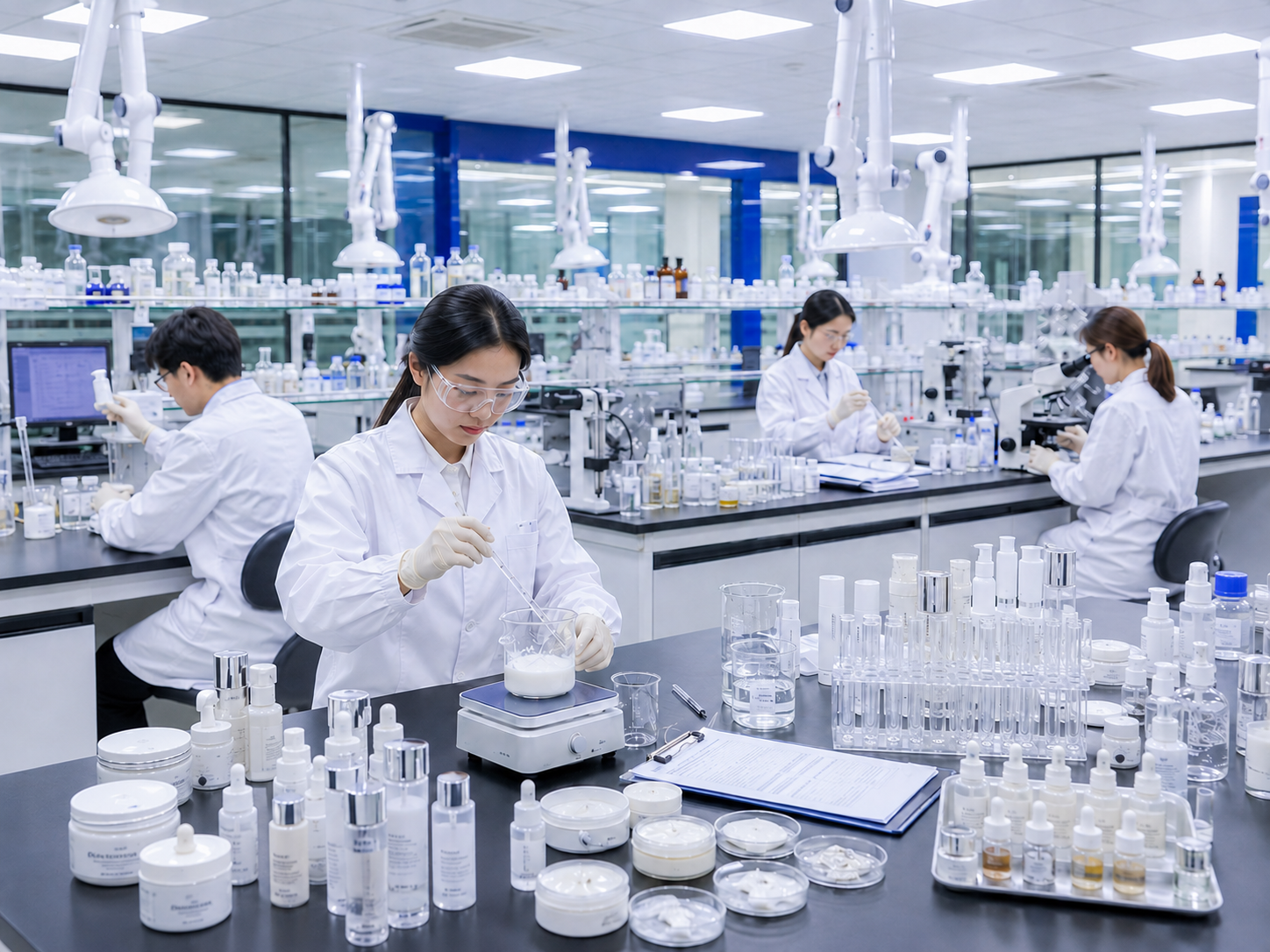 Skincare R&D formula laboratory for cosmetic product development and formula testing